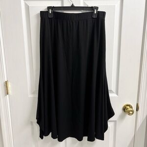 Eileen Fisher Flowy Skirt Small Black Elastic Waistband Midi Modest Professional